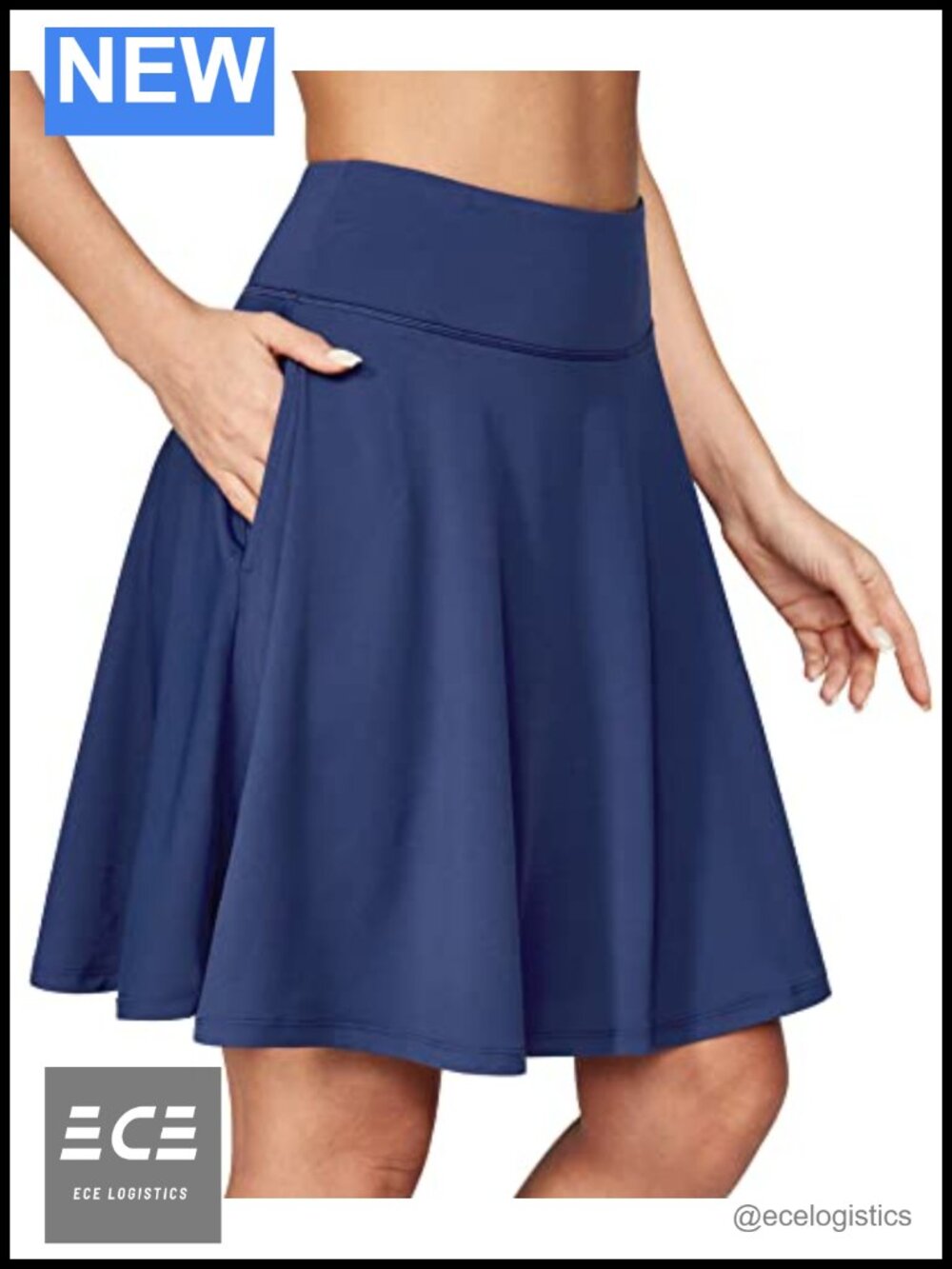 Knee Length Skort with Pockets Built-in Shorts High Waist Golf Tennis